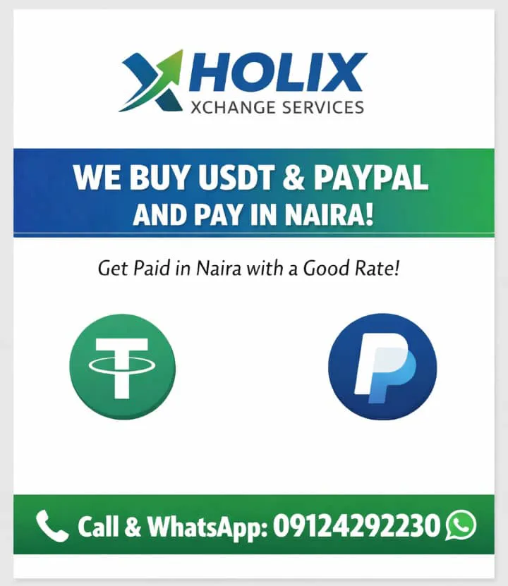 Sell USDT and PayPal funds in Nigeria and get paid in Naira